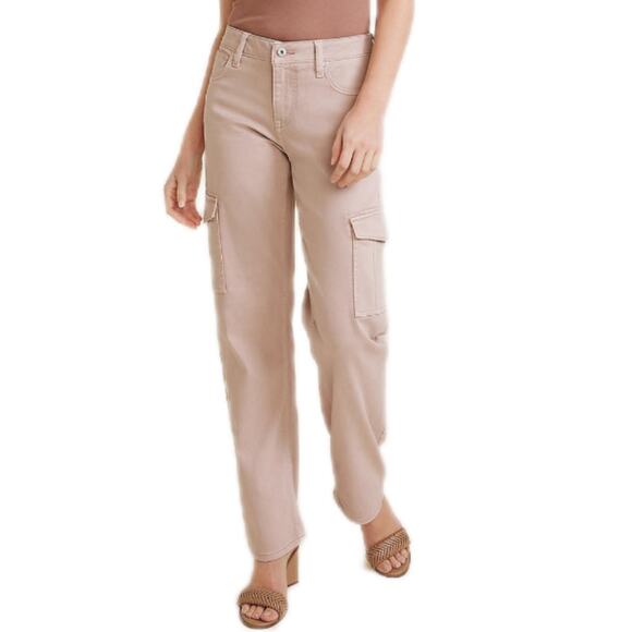 Edgely Womens Pink Mid Rise Boyfriend Straight Cargo Jeans Size 10 Short NWT - Picture 8 of 8